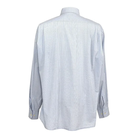 Quiet Luxury Valentino Roma Dress Shirt Men 17.5 Blue Check Italian - Picture 2 of 14